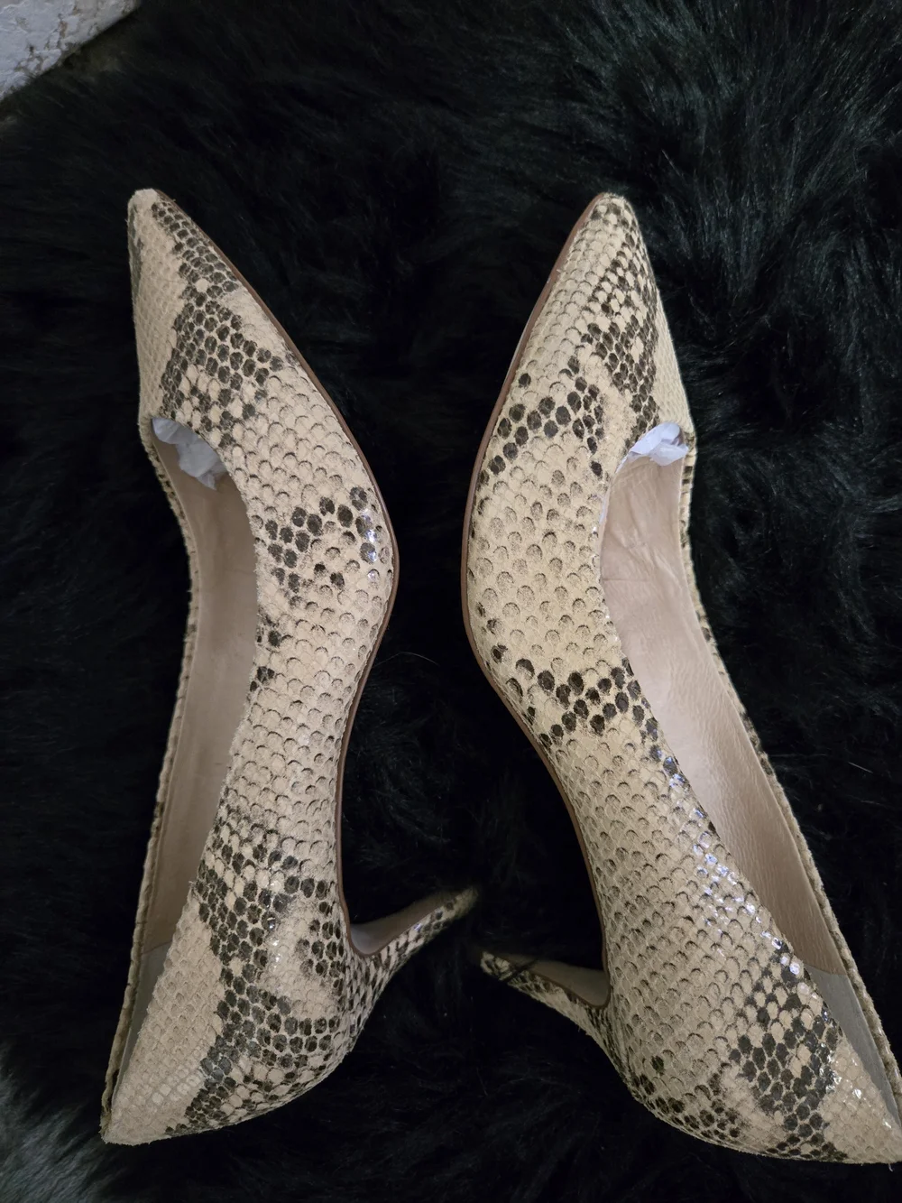 Louise et Cie Beige Snake-Print Pointed-Toe Heels